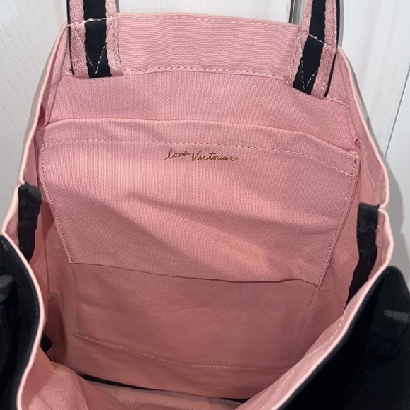 Victoria SECRETS Black and White Love Made Me Do It Colorblock Tote - Picture 6 of 15